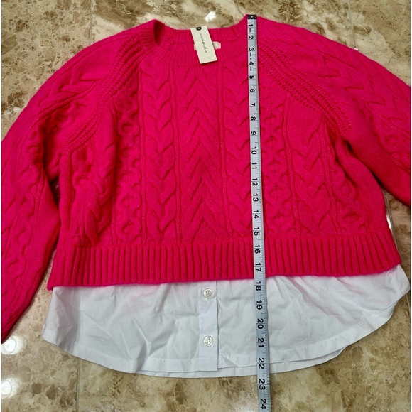 Maeve by Anthropologie Layered Cable Knit Sweater. Hot Pink. Size Medium. NWT - Picture 7 of 11
